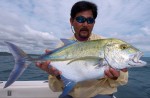 Crazy Alberto Knie with a bluefin trevaly