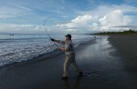 Ron Arra casting a Pt. Jude lure off the beach in Costa Rica