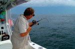 Capt. Bob Rocchetta waiting for a tug on his line