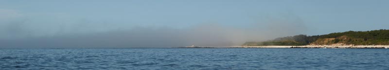 Fishers Island shrouded by a fog bank