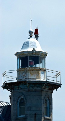 The towering light atop the Race Rock Lighthouse stands sixty-eight and a half feet above the water